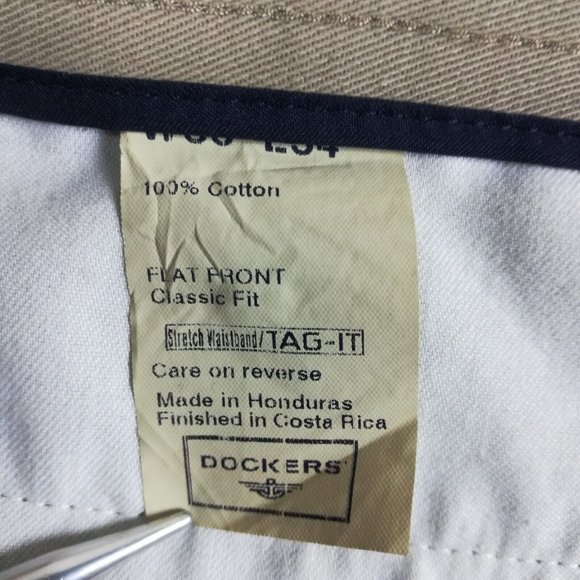 Dockers Mens Dress Pants Flat Front Classic Fit Stretch Waistband Brown 36x34 - Picture 13 of 15